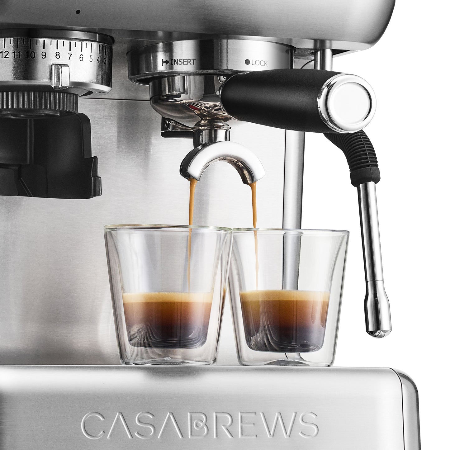 CASABREWS 5700Pro Espresso Machine with Grinder, Professional Coffee Maker with Milk Frother Steam Wand, Barista-Quality Cappuccino Latte Machine with LCD Display