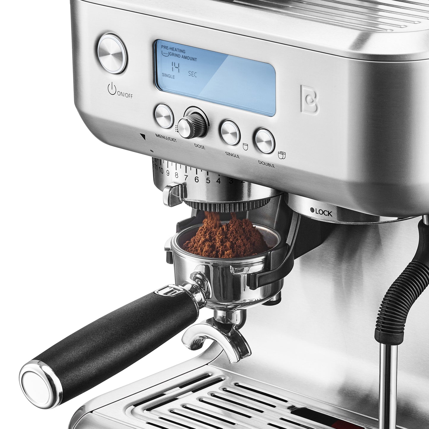 CASABREWS 5700Pro Espresso Machine with Grinder, Professional Coffee Maker with Milk Frother Steam Wand, Barista-Quality Cappuccino Latte Machine with LCD Display