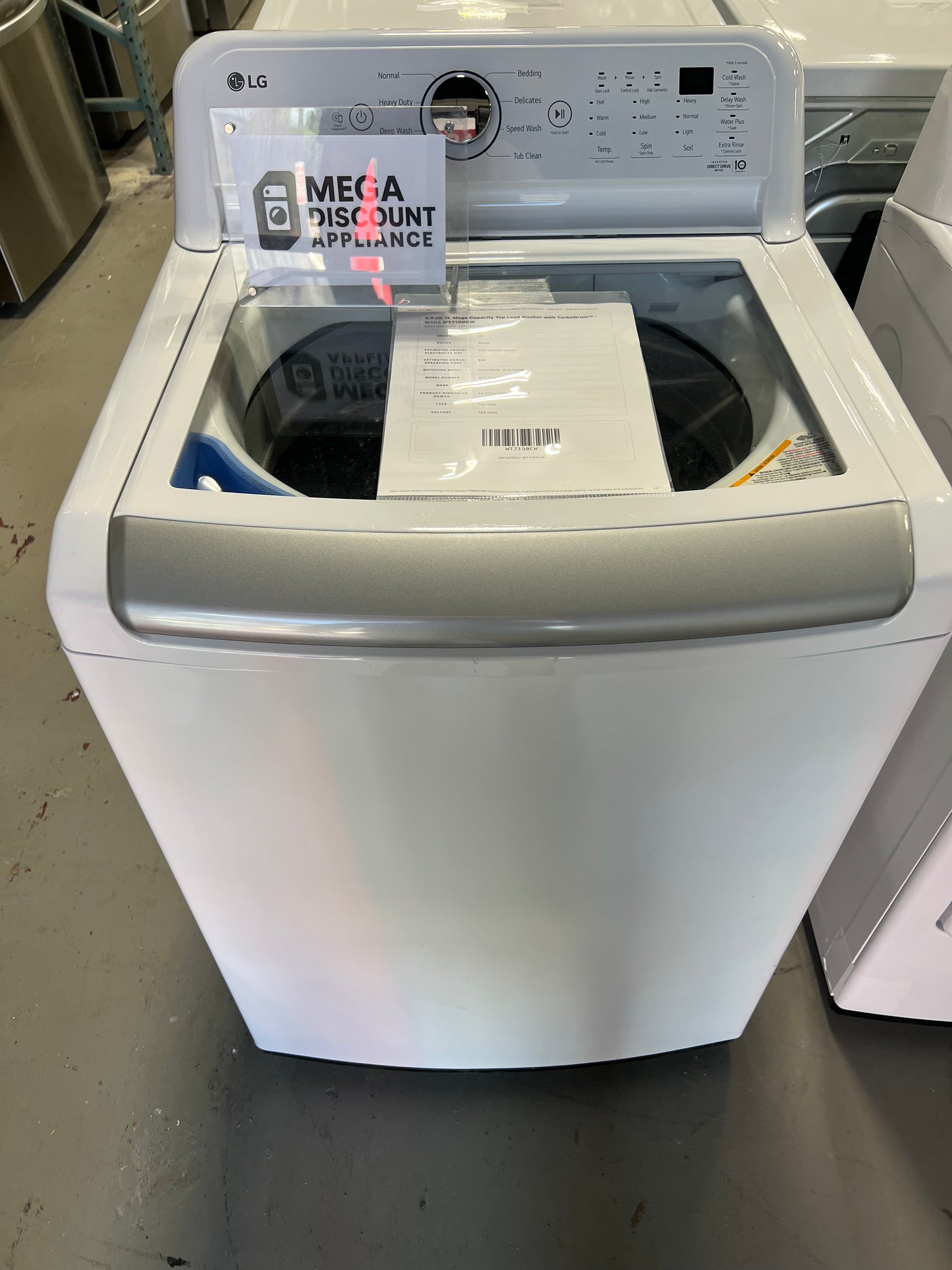 5.0 cu. ft. Mega Capacity Top Load Washer with TurboDrum™ - White WT7150CW