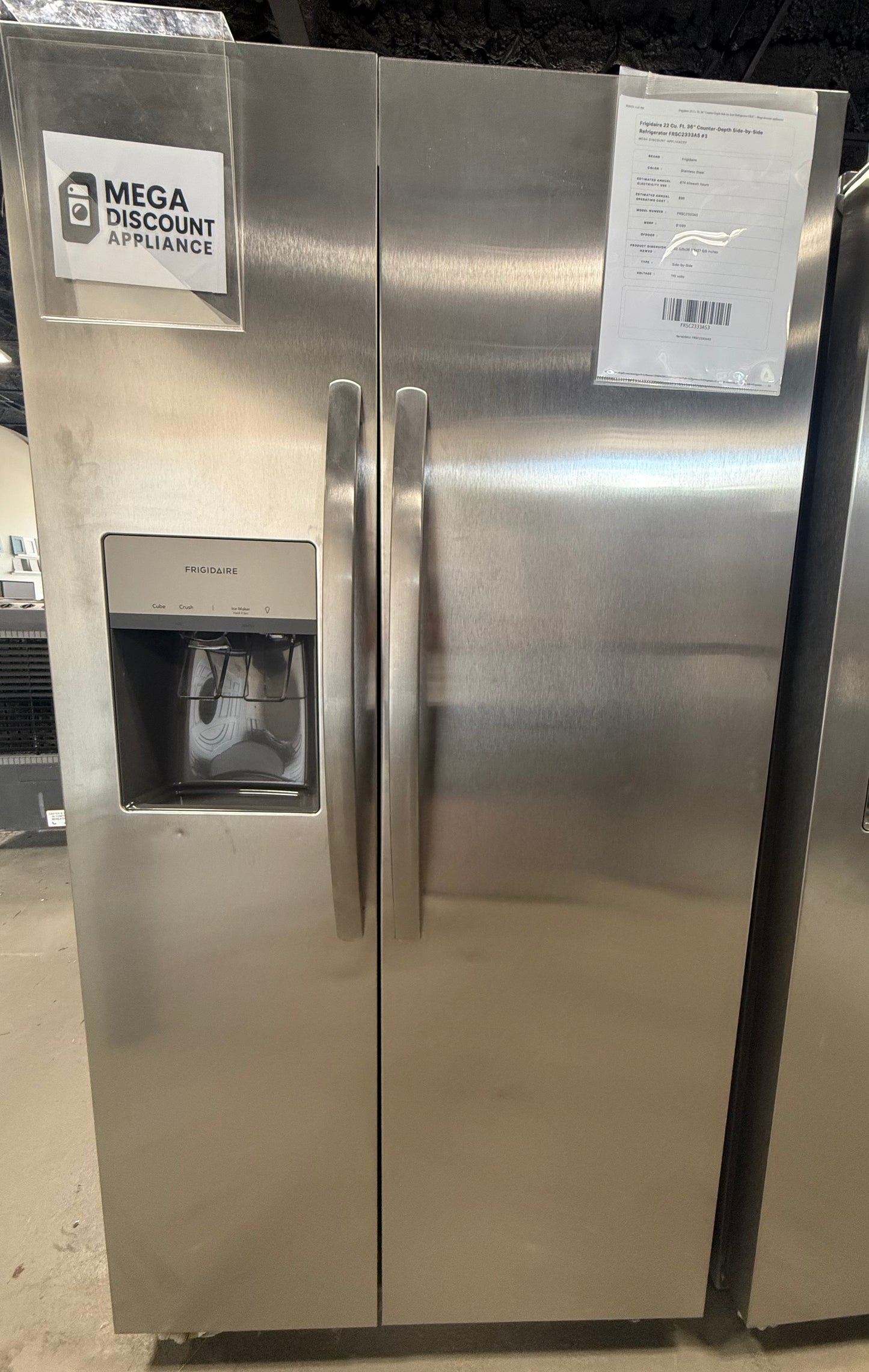 Frigidaire 22 Cu. Ft. 36" Counter-Depth Side-by-Side Refrigerator FRSC2333AS #3