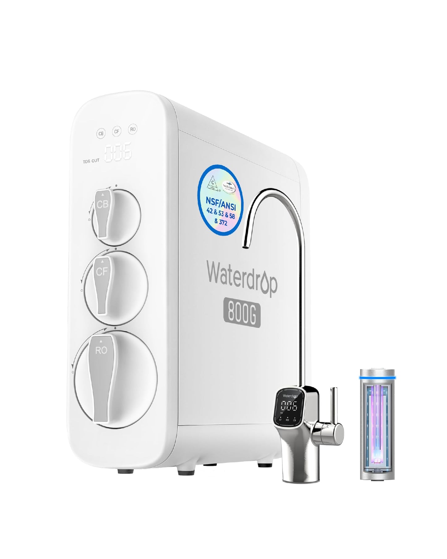 800 GPD Tankless RO System with UV Sterilizing Light - Waterdrop G3P800